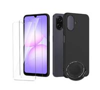 Jiaxinhong Noire Étui pour Samsung Galaxy A07 4G Coque + 2X Verre trempé + 1x Support à 360° | Compatible avec MagSafe, Coque de Protection Souple en TPU Anti-Chute