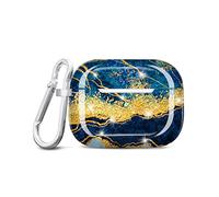 JIAXIUFEN Coque de Protection en TPU pour Airpods Pro 2e génération, Motif marbre à Paillettes dorées, pour Femmes et Filles avec Porte-clés, Compatible avec AirPods Pro 2019/Pro 2e génération 2022