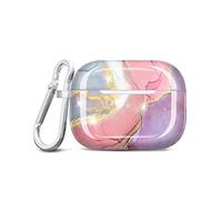 JIAXIUFEN Coque de protection en TPU pour Airpods Pro 2e génération, motif marbré à paillettes dorées, pour femmes et filles avec porte-clés, compatible avec AirPods Pro 2019/Pro 2e génération 2022