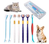 Jiaxix Lot de 9 brosses à dents à trois côtés pour chien, brosse à dents à 360° à poils nano doux pour chat, chien, chiot, chaton