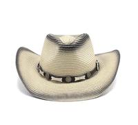 HOGJIM Jiaxu Chapeaux de Soleil Parasol extérieur Chapeau de Paille Hommes été Plage Chapeau Jeunesse Western Cowboy Chapeau Hommes Pare-Soleil Chapeau (Couleur : 1, Taille : M)