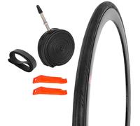 JIAYAN Pneu de vélo de course 700 x 25c avec chambre à air et leviers de pneu, pneus de rechange pliables avec inserts pour la ville, la route, les randonnées