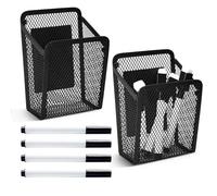 Jiayaus 2 Pièces Porte Stylo Magnétiqus avec 4 Stylos pour Tableau Noir, Paniers De Rangement En Mailles, Pour Réfrigérateur, Tableau Blanc, Fournitures De Bureau, Accessoires De Casier