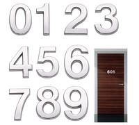Jiayaus Lot de 10 Numero de Maison Exterieur Autocollants, Numero Boite aux Lettres 3D pour Maison, Bureau, de 0 à 9 (Argent)
