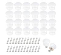 Jiayaus Lot de 24 Pièces Bouton de Meuble, 24mm Poignée Meuble Bois avec Vis, Poignee de Meuble Ronds Blanc, Boutons de Portes pour Placards, Commodes, Armoires（Blanco）