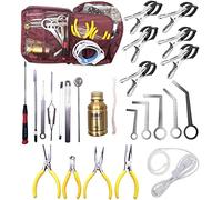 Jiayouy Kit d'outils de réparation de saxophone professionnel de 24 pièces avec sac de transport, lumière de fuite LED, outil de réglage du couvercle de clé, clip d'indentation de clé, pince, brûleur