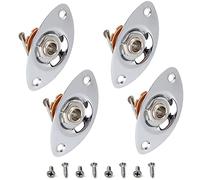 Jiayouy Lot de 4 plaques de prise jack de sortie 6,35 mm avec vis pour guitare électrique Fender Strat Stratocater Argenté
