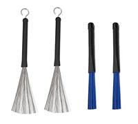 Jiayouy Lot de brosses rétractables pour batterie - 1 paire de brosses métalliques et 1 paire de brosses en nylon pour cajon, jazz, batteur acoustique, jouant de la musique