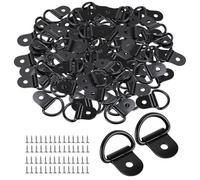 JIAYUET Lot de 100 ancrages à Anneau en D, 36 x 25 mm, Fer Noir, Ajustement Universel pour remorques Cargo et camions
