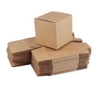JIAYUET Lot de 100 petites boîtes cadeaux carrées en papier kraft marron avec couvercles pour emballage de mariage, anniversaire, 8 x 8 x 8 cm