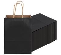 JIAYUET Lot de 100 petits sacs cadeaux noirs en papier avec poignée pour shopping, mariage, anniversaire, 15 x 8 x 21 cm