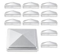 JIAYUET Lot de 12 capuchons de poteau de clôture argentés de 10,2 cm, 102 x 102 mm, décorations durables pour poteaux de clôture extérieure et protection et amélioration