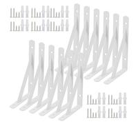 JIAYUET Lot de 12 supports d'étagère blancs de 150 x 95 mm en métal avec vis, équerres d'étagère murale à angle droit de 90 degrés pour étagères flottantes
