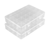 JIAYUET Lot de 2 boîtes de rangement en plastique transparent à 24 compartiments avec séparateurs amovibles, pour bijoux, perles, vis et petits travaux manuels 33,5 x 22,4 x 5,7 cm