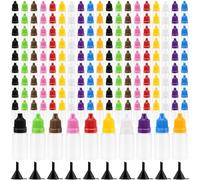 JIAYUET Lot de 200 flacons compte-gouttes vides en plastique de 15 ml, petits flacons compte-gouttes compressibles pour peinture, essence, gouttes pour les yeux, colorés