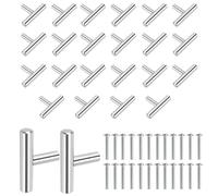 JIAYUET Lot de 24 poignées de placard en T en acier inoxydable pour armoires, tiroirs - Argenté (50 x 32 x 10 mm)