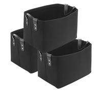JIAYUET Lot de 3 petits paniers de rangement rectangulaires pliables en feutre avec poignée - 30 x 20 x 20 cm - Noir