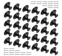 JIAYUET Lot de 30 boutons d'armoire ronds en forme de champignon, noir mat, quincaillerie d'armoire de cuisine, 27 x 21 x 13 mm