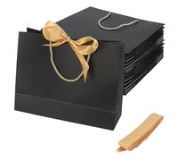 JIAYUET Lot de 30 grands sacs cadeaux noirs et dorés avec ruban, sacs cadeaux de luxe noirs pour fête d'anniversaire, mariage, festival, 32 x 25 x 11 cm