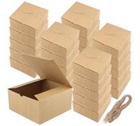 JIAYUET Lot de 50 boîtes cadeaux en papier kraft avec couvercles pour fêtes, anniversaires, mariages, cupcakes Marron 20 x 20 x 10 cm