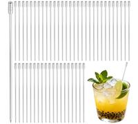 JIAYUET Lot de 50 piques à cocktail en métal pour garnitures, brochettes de fruits, pics à olives - Accessoires de bar (argenté)