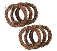 JIAYUET Lot de 6 couronnes en rotin naturel à suspendre pour décoration de porte, fenêtre, fête de mariage - 20 cm