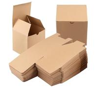 JIAYUET Lot de 60 petites boîtes cadeaux carrées en papier kraft pour fête, mariage, anniversaire, 10 x 10 x 10 cm, marron