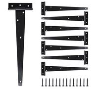 JIAYUET Lot de 8 charnières en T noires de 300 mm, charnières de porte d'abri de jardin pour porte et fenêtre