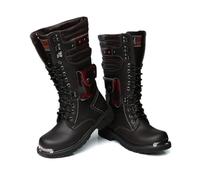 JIAYUTOO Bottes D'équitation Pour Hommes Bottes De Chevalier Rétro En Cuir PU Extérieur a Lacets Bottes équestres Chaussures Bottes Militaires (Black,44)