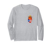 Jibaro Coqui Frog Puerto Rico Flag Buricua Pocket Borinquen Manche Longue