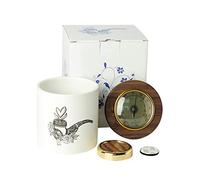 Jibill Pot Tabac en céramique à cigares humidor Bocal hermétique de noyer Noir avec couvercle anti-odeurs pour grains de café thé Candy - intégrée hygromètre et humidificateur
