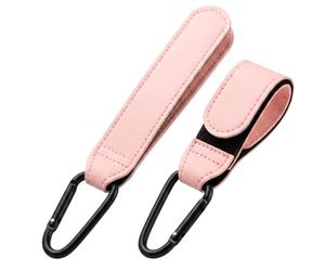 JIBMI 2 crochets de poussette, clips pour landau mains libres, rose | Essentiels toujours à portée, fixation rapide, deux points de suspension, design rose pour vos sorties quotidiennes