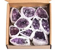 JIC Gem Cristaux de géode d'améthyste naturelle de 0,8 kg - Pierres de guérison - Grappes de cristal d'améthyste brute pour sorcellerie