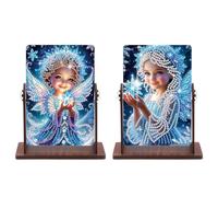 JICFDAO 2pcs Diamond Painting Miroir sur Pied à 360° DIY Petit Miroir Maquillage Peinture Diamant Miroirs Vanité Autoportant Miroirs de Bureau Cristal Art Kit Pour Coiffeuse Chambre Anges Elfes Fées