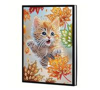 JICFDAO 5D Carnet Diamond Painting 14.5x21cm Broderie Diamant Carnet de Notes A5 Cahier de Note Peinture Diamant Journal Intime Adulte Cadeau pour Notes de Réunion Étude ou Registres Quotidiens Chat
