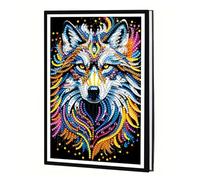 JICFDAO 5D Carnet Diamond Painting Loup 14.5x21cm Cahier Broderie Diamant Carnet de Notes Peinture Diamant Cahier de Note A5 Journal Intime Cristal Art Cadeau pour Registres Quotidiens Croquis