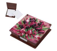 JICFDAO 5D Diamond Painting Boîte à Notes en bois 11x11cm Peinture Diamant Boîte de Rangement pour Notes avec 160 Bloc Papier Boite pour Bloc-Notes pour Bureau et Maison Bouquets Fleurs Violettes