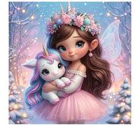 JICFDAO 5D Diamond Painting Fee et Licorne 30x30cm DIY Diamond Painting Elfes et Fée Peinture Diamant Fantaisie Canevas Kit Complet Adulte Broderie Diamant Kit Complet pour Murale Décor Détendre