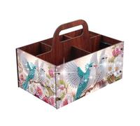 JICFDAO 5D DIY Diamond Painting Boite Rangement avec Poignées Broderie Diamant Panier Rangement 5 Grilles Boîte à Collations Pot a Crayon Organiseur Bureau en Bois pour Stylos Ciseaux Bonbons Oiseau