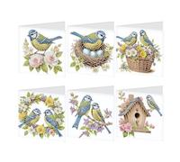 JICFDAO 5D DIY Diamond Painting Cartes de Vœux avec Enveloppe 6PCS Peinture Diamant Carte Anniversaire Broderie Diamant Cartes Meilleurs Vœux Carte Cadeau pour Salutations Bénédictions Merci Oiseau