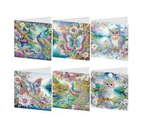 JICFDAO 5D Peinture Diamant Cartes de Vœux avec Enveloppe 6PCS Diamond Painting Cartes Meilleurs Vœux DIY Cadeau Carte Broderie Diamant Carte Merci pour Bénédictions Salutations Animaux et Paysage
