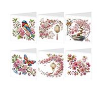 JICFDAO 5D Peinture Diamant Cartes de Vœux avec Enveloppe 6PCS Diamond Painting Cartes Meilleurs Vœux Broderie Diamant Carte Cadeau DIY Carte de Remerciement pour Salutations Bénédictions Merci Fleur