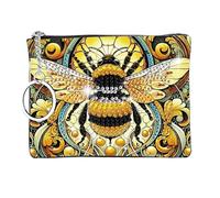 JICFDAO 5D Peinture Diamant Portefeuilles Portable 12x9.2cm DIY Diamond Painting Porte Monnaie Wallet avec Porte-Clés Porte Feuille avec Fermeture éclair Mini Pochette pour Carte Coin Clés Abeille