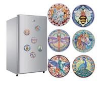 JICFDAO 6 Pièces Diamond Painting Aimant Frigo Kit d'animaux Stickers Frigo Magnetique Mini Aimant de Réfrigérateur Aimants Décoratifs Diamond Fridge Sticker pour Tableau d'affichage Loisirs Créatifs
