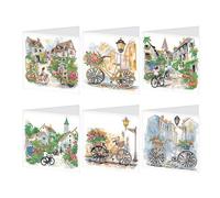 JICFDAO 6PCS Diamond Painting Carte de Voeux 15x15cm Diamond Painting Paysage Cartes Meilleurs Vœux Broderie Diamant Carte Merci avec Enveloppe Carte Cadeau Ideen mit Herz pour Enseignants Parents