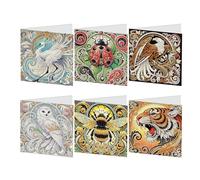 JICFDAO Animaux Diamond Painting Cartes de Vœux avec Enveloppe 6PCS Broderie Diamant Carte de Remerciement Peinture Diamant Cartes Meilleurs Vœux Carte Cadeau pour Salutations Bénédictions Maitresse