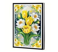 JICFDAO Cahier Peinture Diamant A5 14.5x21cm Fleurs Journal Intime Diamond Painting Carnet de Notes Carnet de Broderie Diamants Alliant Utilité et Art Idéal pour Noter Dessiner ou Comme Cadeau Tulipe
