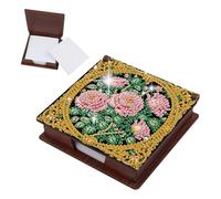 JICFDAO Diamond Painting Boîte à Notes Fleur avec 160 Bloc Papier 11x11cm Peinture Diamant Porte Note en Bois Broderie Diamant Boîte Notes Mini Porte Bloc Note Cadeau de Bureau pour Collegues et Amis