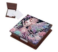 JICFDAO Diamond Painting Boîte pour Bloc-Notes 11x11cm Peinture Diamant Wooden Boîte à Notes avec 160 Feuilles Support de Bloc-Notes Cristal Art Kit pour Bureau Adapté aux Débutants Fée Elfe Ange