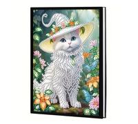 JICFDAO Diamond Painting Carnet de Notes A5 Chat 14.5x21cm DIY Cahier Broderie Diamant Carnet Peinture Diamant Cristal D'artisanat Journal Intime Adulte pour Étudiants Bureau Fournitures Cadeau